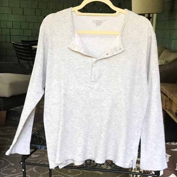 FILATURES DU LION Grey Cotton/Cashmere Henley. XL - Picture 1 of 5